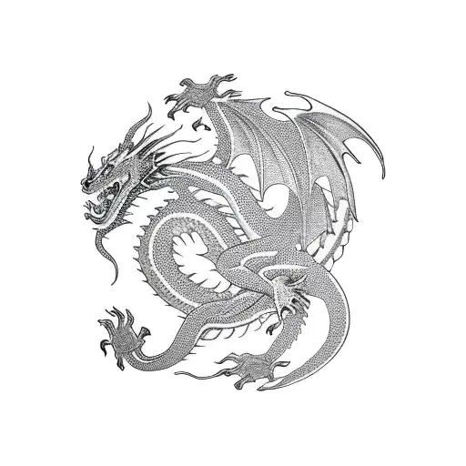 Dragon breathing fire tattoo design idea