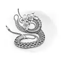 king cobra with lilas flower tattoo design idea