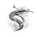 king cobra with lilas flower tattoo design idea