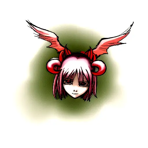 angel figue demon head tattoo design idea