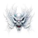 whole angel body demon head demon wing man tattoo design idea