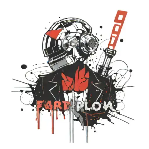 word 'flow' in daft punk font tattoo design idea