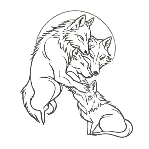 wolf couple embracing tattoo design idea