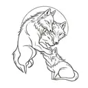 wolf couple embracing tattoo design idea
