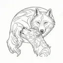 wolf couple embracing tattoo design idea