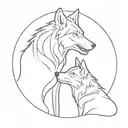 wolf couple embracing tattoo design idea