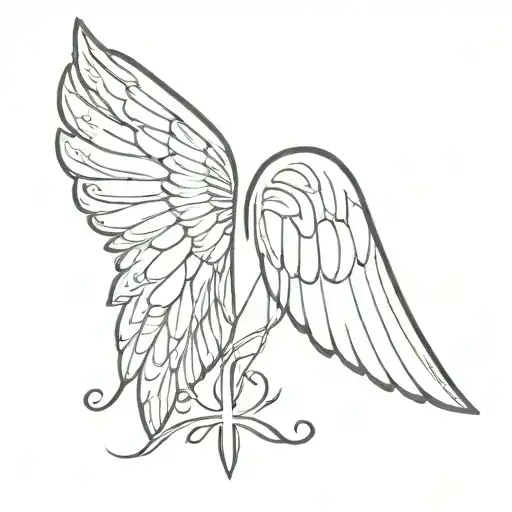 angel wings with LLL in the middle   tattoo design idea