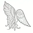 angel wings with LLL in the middle   tattoo design idea