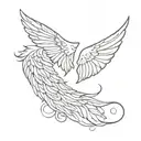 angel wings with LLL in the middle   tattoo design idea