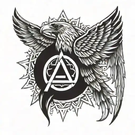 Mourning Odin Norse Mythology valknut, wings, viking, ravens,   tattoo design idea