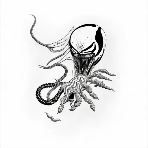 venom holding a tattoo machine tattoo design idea