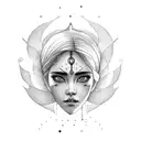 female face symbolising letting go with the quote "let them"  tattoo design idea