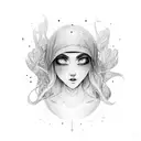 female face symbolising letting go with the quote "let them"  tattoo design idea
