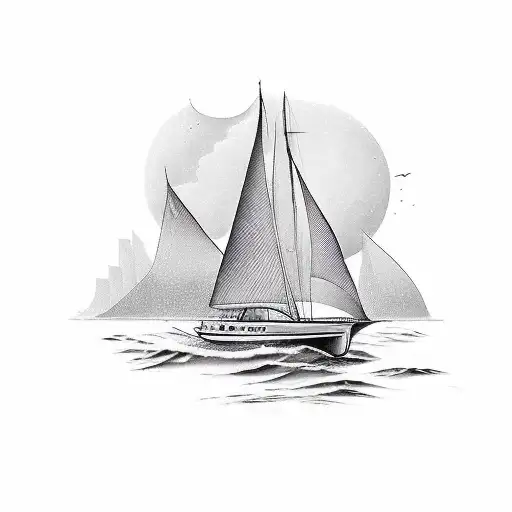 sailboat name "Orenda" on side with 1975 on sail tattoo design idea