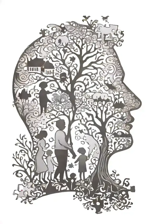 family silhouette jigsaw pieces tattoo design idea
