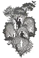 family silhouette jigsaw pieces tattoo design idea