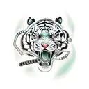 tiger with lighting bolt teeth  tattoo design idea