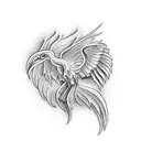 Phoenix with negative space  tattoo design idea
