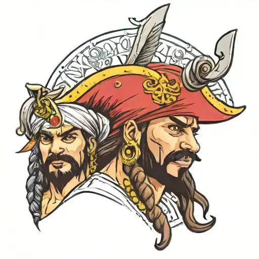 make a tattoo combination of sidhu moose wala and whitebeard pirate  tattoo design idea