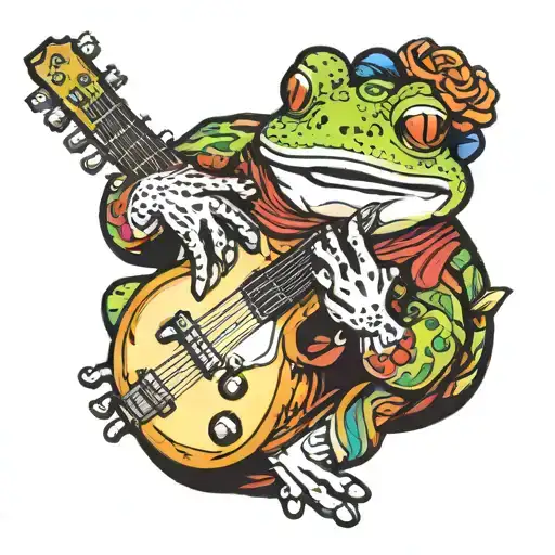 toad playing guitar tattoo design idea