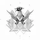 geometric bird tattoo design idea