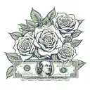 roses dollar and eye surrounded tattoo design idea