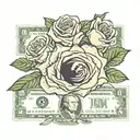roses dollar and eye surrounded tattoo design idea