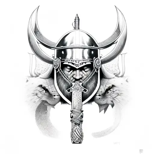 viking ax with  tattoo design idea