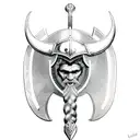 viking ax with dace on blade tattoo design idea