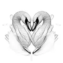 black and white, two swans facing each other symmetrically with their necks forming a heart tattoo design idea