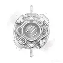 An abstract tattoo of various kitchen utensils intertwined with herbs and spices, representing the art of cooking tattoo design idea