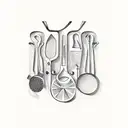 An abstract tattoo of various kitchen utensils intertwined with herbs and spices, representing the art of cooking tattoo design idea