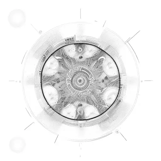 Lenses in the middle of a circle, the circle is formed by Roman numerals. tattoo design idea