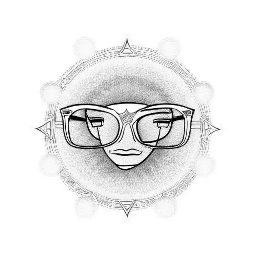 glasses in the middle of a circle, the circle is formed by Roman numerals. tattoo design idea