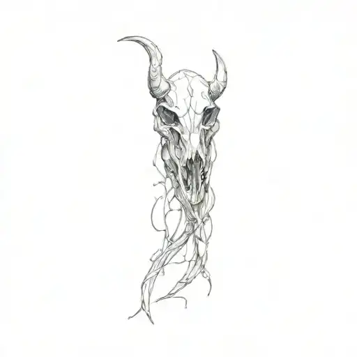 3d buffalo skull tattoo design idea