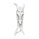 3d buffalo skull tattoo design idea