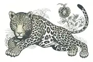 leopard with symbol in x&y coldplay album as spots at the tip of the tail  tattoo design idea