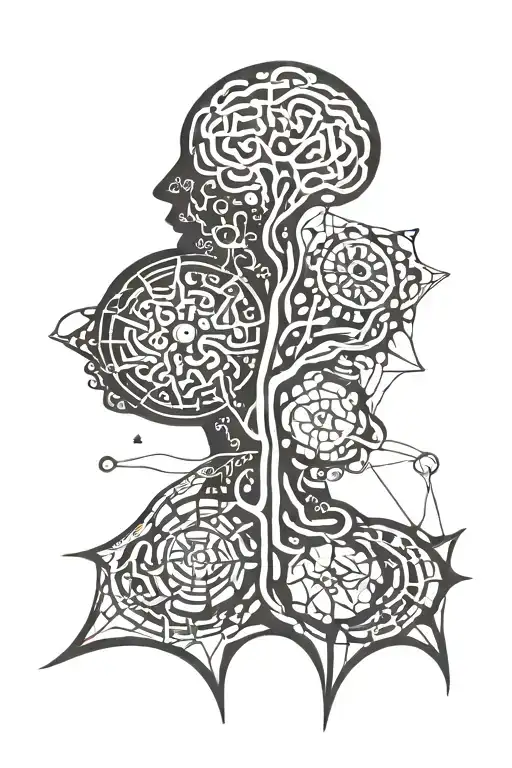neuroscience silhouette traditional tattoo design idea