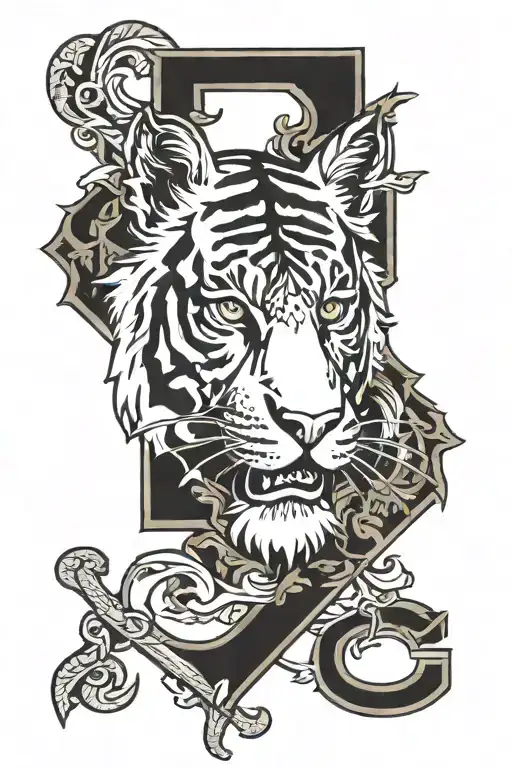 Detroit tigers logo with olde English font and Irish colors  tattoo design idea