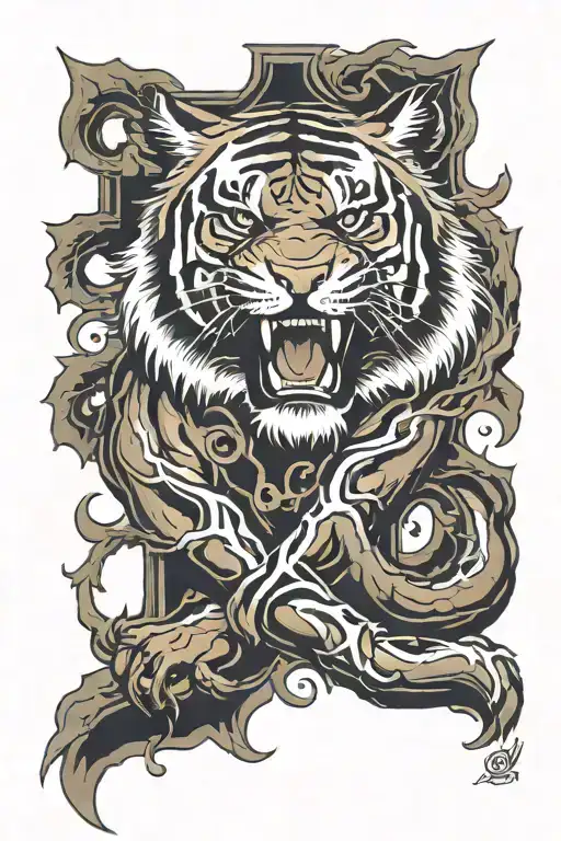 Detroit tigers olde English d with tiger emerging and veins like roots into forearm  tattoo design idea