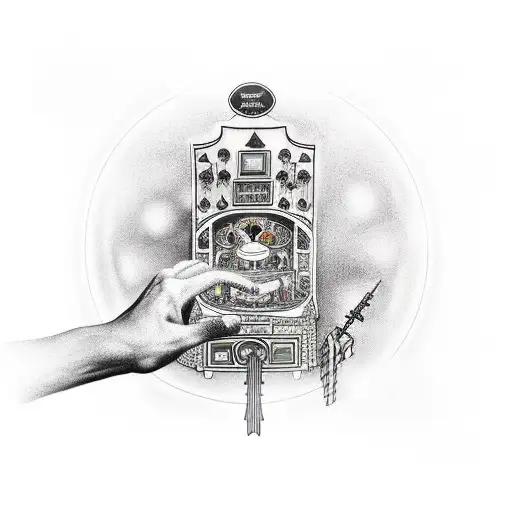 wizard playing a pinball machine tattoo design idea