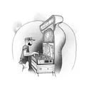 wizard playing a pinball machine tattoo design idea