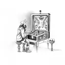 wizard playing pinball tattoo design idea