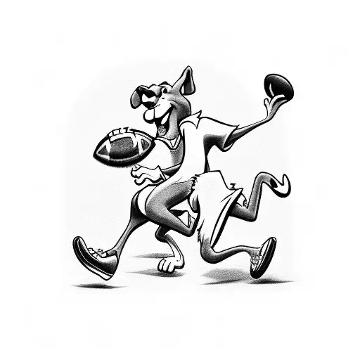 Scooby Doo and Tom and Jerry playing football together tattoo design idea