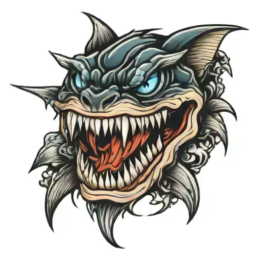 sharp teeth tattoo design idea