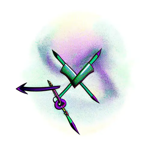 Purple bow and arrow  tattoo design idea