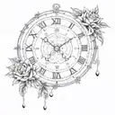 Incorporate elements of a clock and calendar to represent the dates 03/04/1995, 07/04/1995, and 25/01/2024 in a unique way tattoo design idea