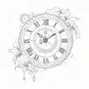Incorporate elements of a clock and calendar to represent the dates 03/04/1995, 07/04/1995, and 25/01/2024 in a unique way tattoo design idea