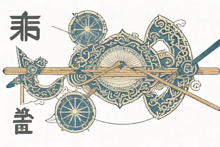 rowing boat sculling single scull with Chinese characters 划船 tattoo design idea