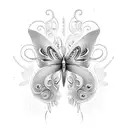 A horse shoe adorned with intricate butterfly wings tattoo design idea